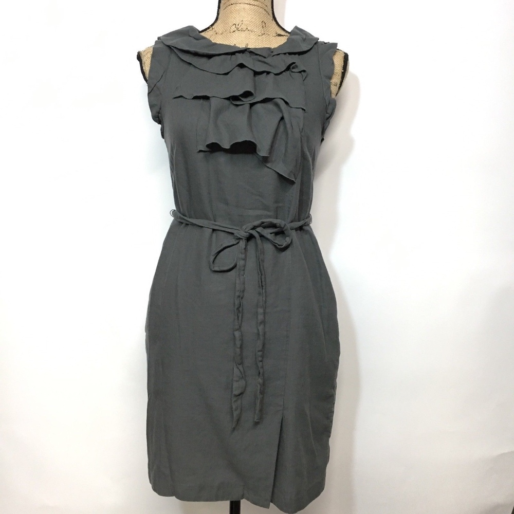 GAP Shift Dress Gray Wool Blend Belted SZ 4 **